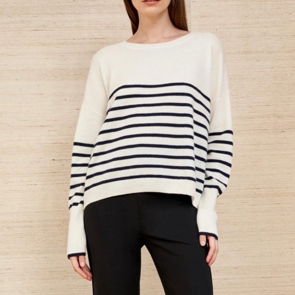 La Ligne Oversized Lean Line Cashmere Sweater Size Large Sailor‎ Stripe